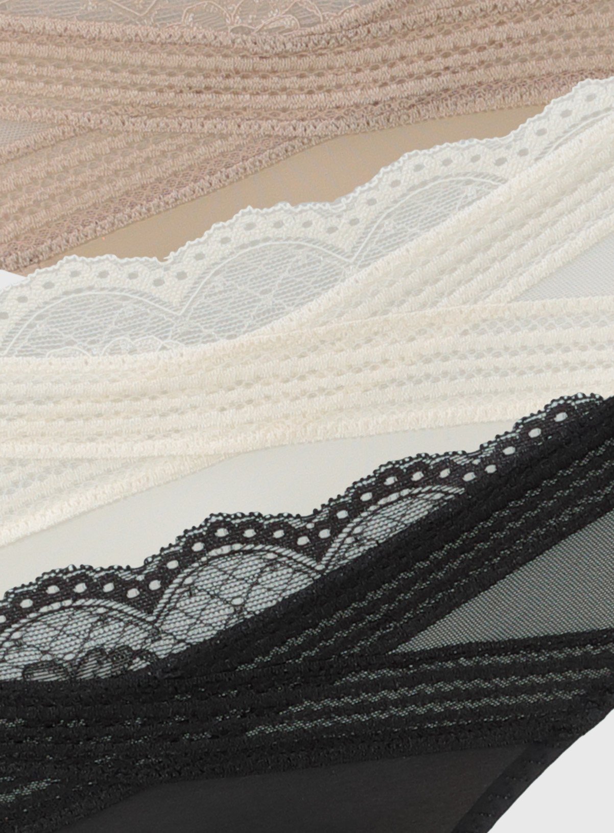 Black, White & Latte Nude Crossover Lace Knicker 3 Pack 10 - Image 3 thumbnail